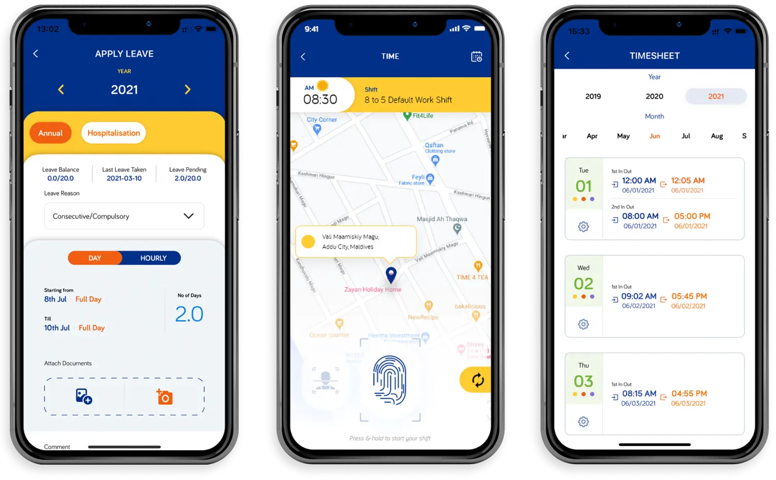 Time & Attendance Tracking interface