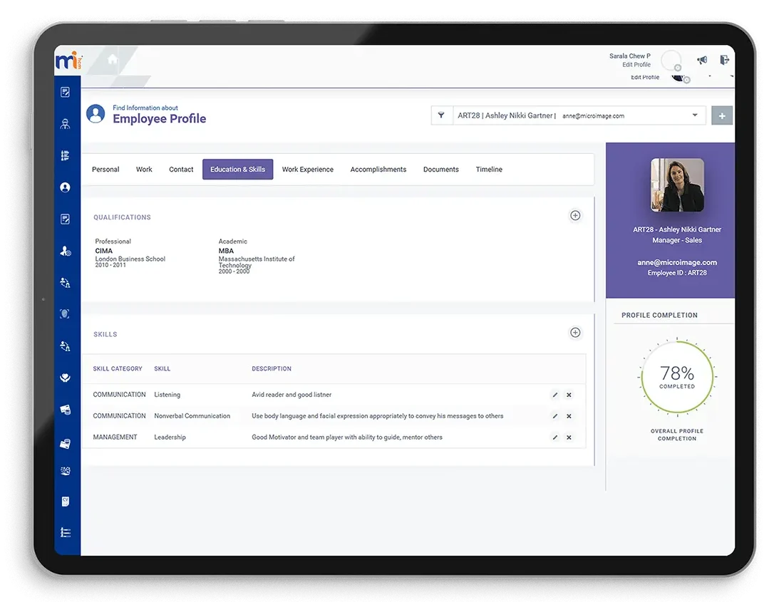 MiHCM employee profile interface