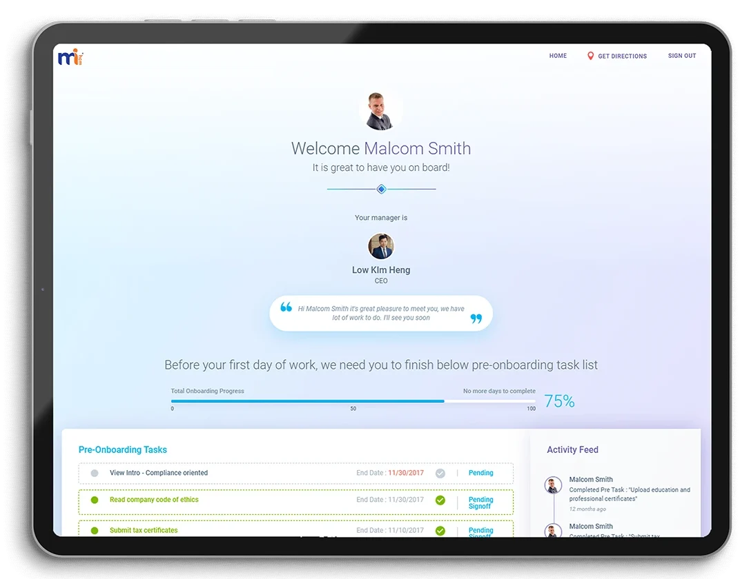 Employee onboarding self-service portal