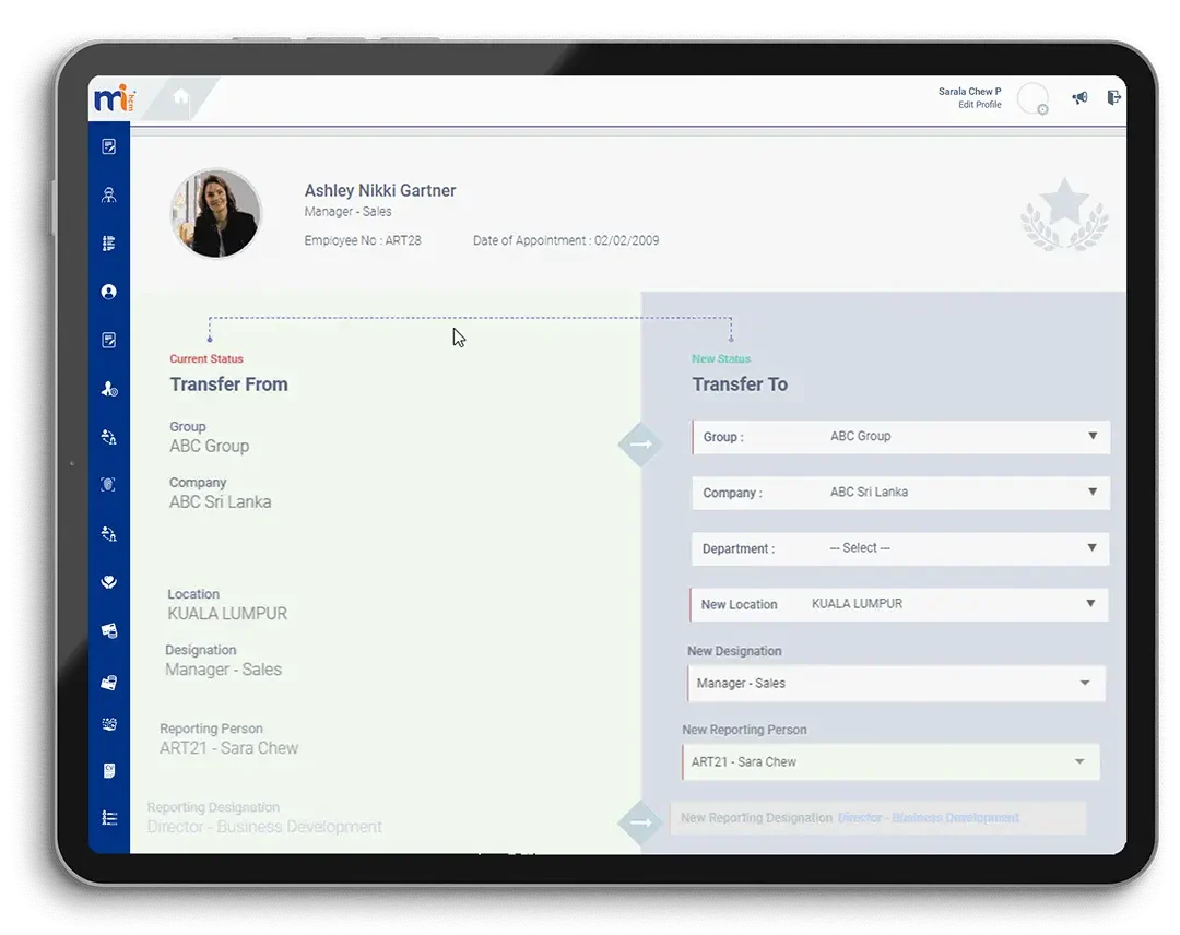Employee transfer dashboard