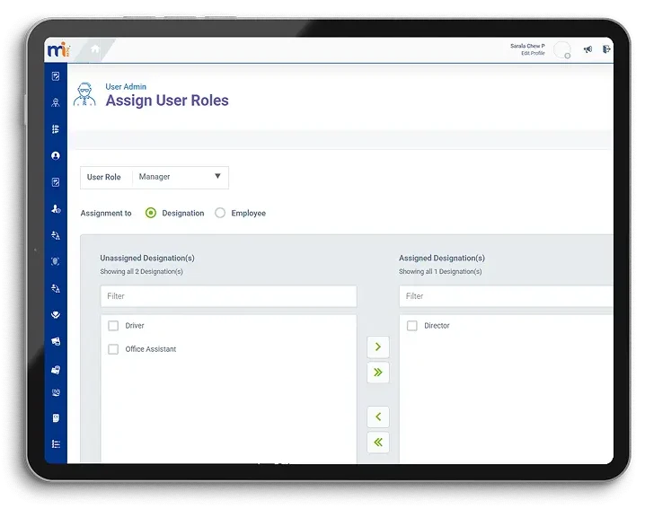 Assign user roles interface