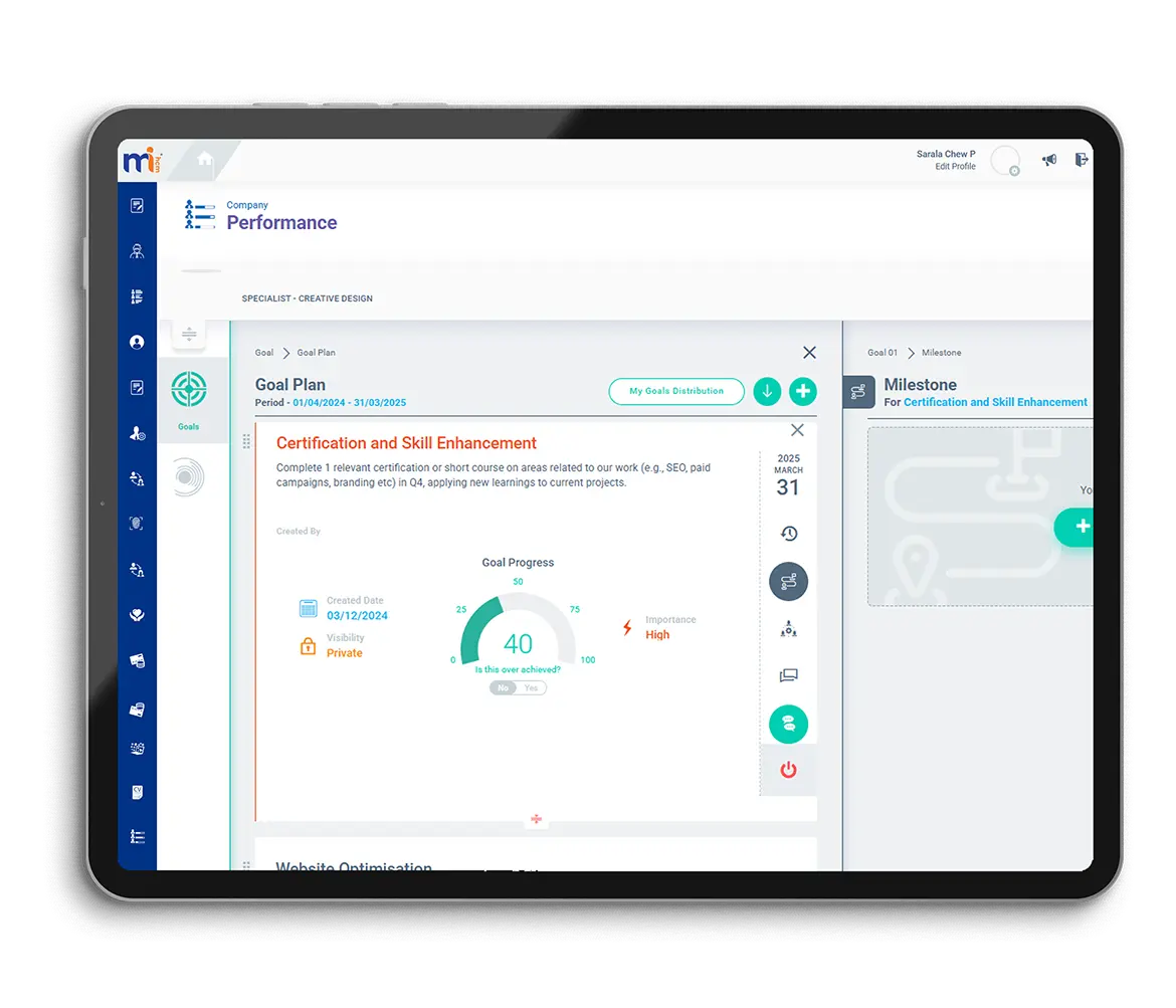 Goal Plan and Tracking interface
