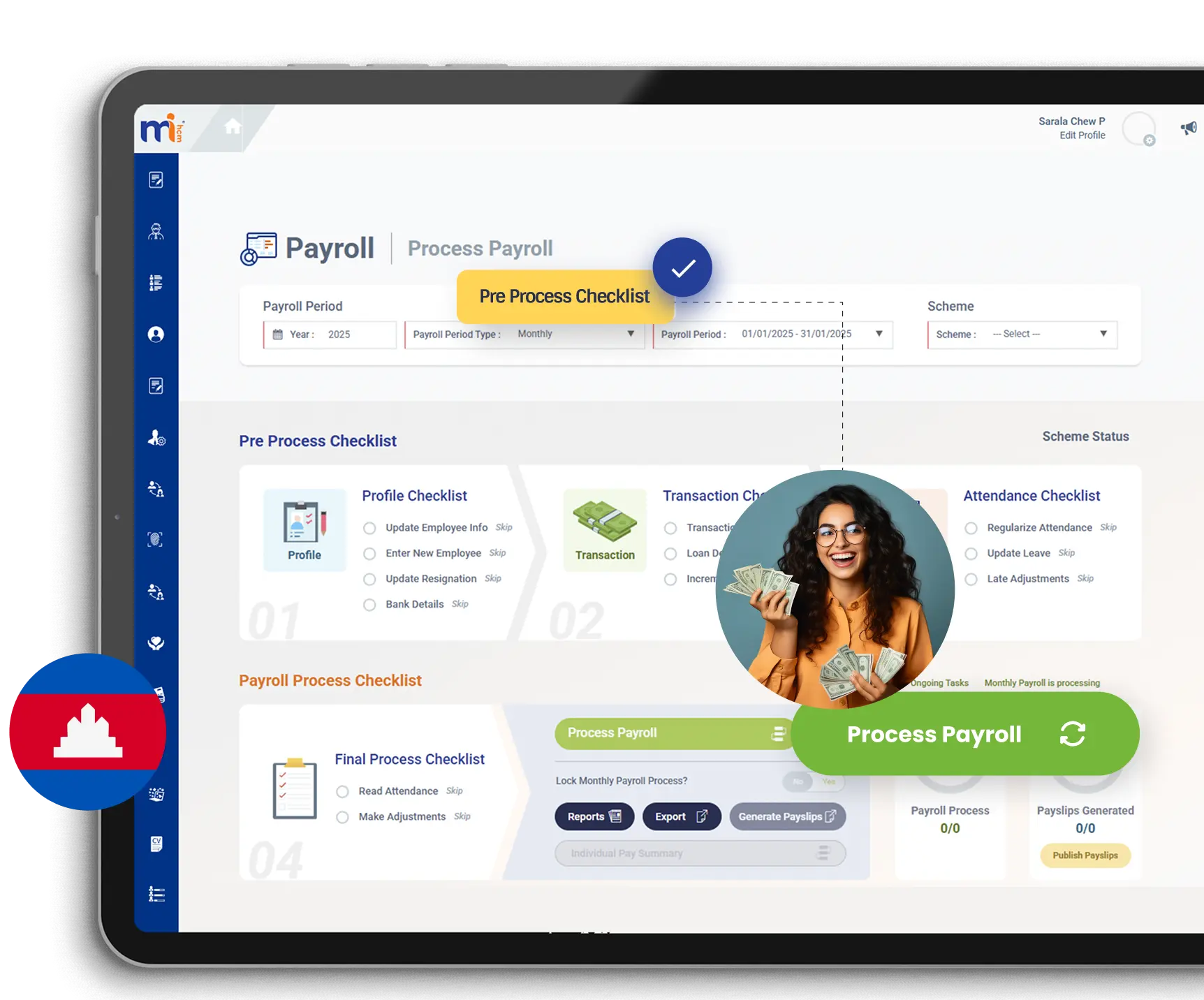 Global payroll processing interface