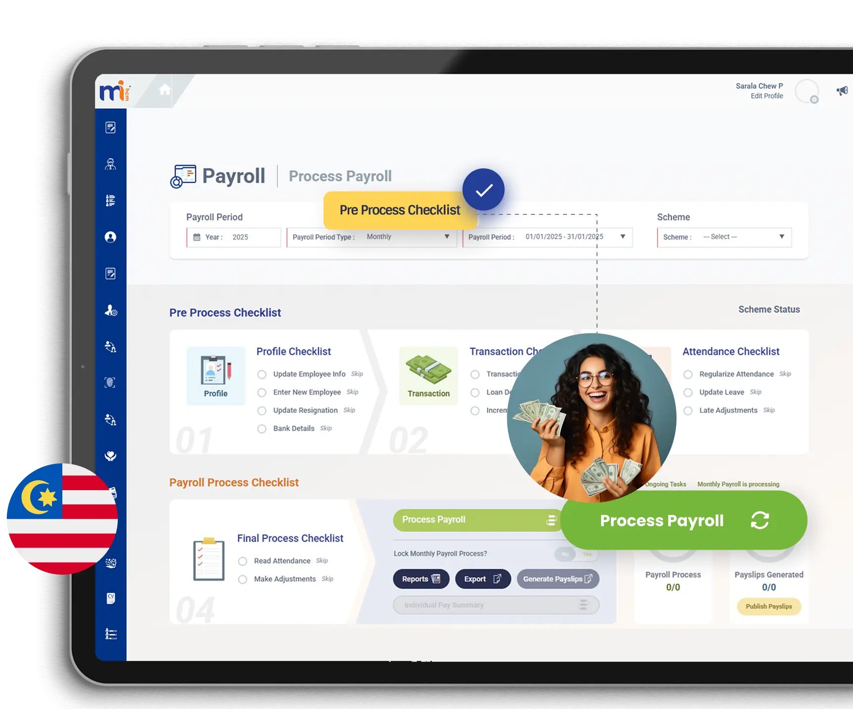 Global payroll processing interface