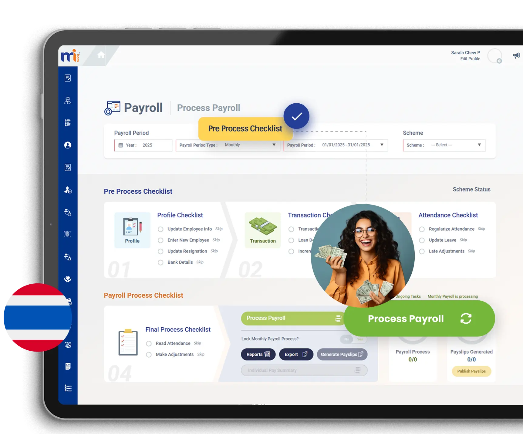 Global payroll processing interface