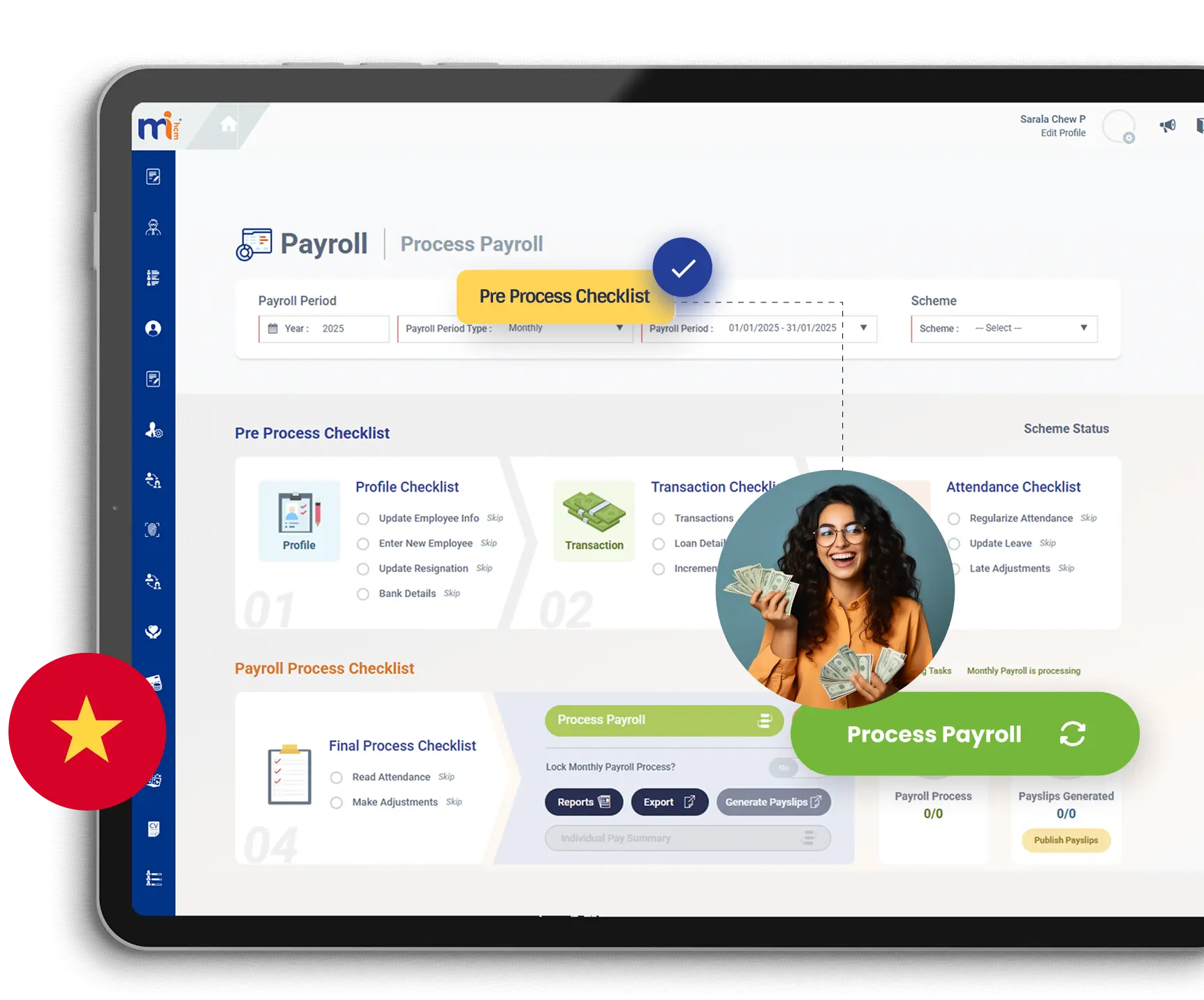 Global payroll processing interface